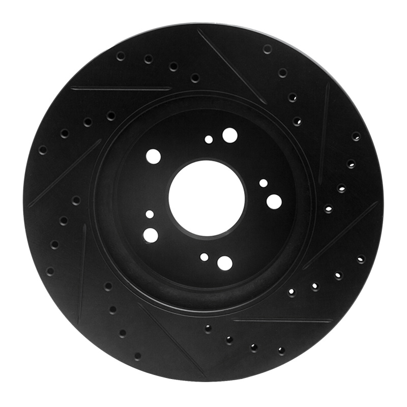 Acura RDX Brake Rotor (1) - Front Left - R1 Concepts - Drilled & Slotted - Black - `07-`16